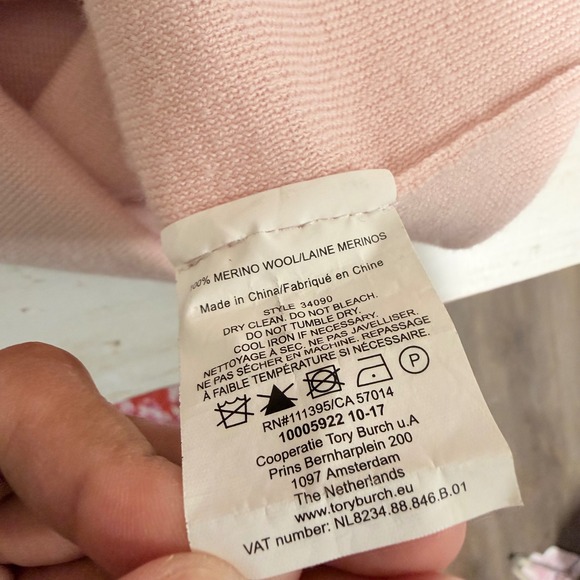 Tory Burch Kimberly Sweater Women S P Pink Merino Wool Bell Sleeve Gold Button - Picture 5 of 13